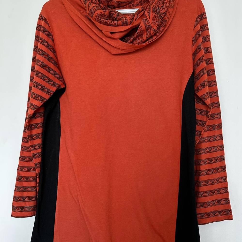 Women's Orange Patterned Ethnic Shirt